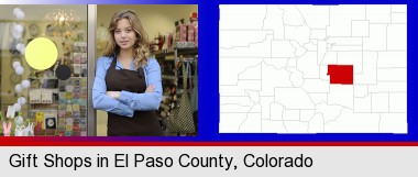 a gift shop proprietor; Elbert County highlighted in red on a map