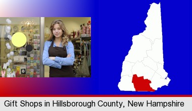 a gift shop proprietor; Hillsborough County highlighted in red on a map