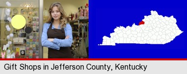 a gift shop proprietor; Jefferson County highlighted in red on a map