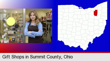 a gift shop proprietor; Summit County highlighted in red on a map